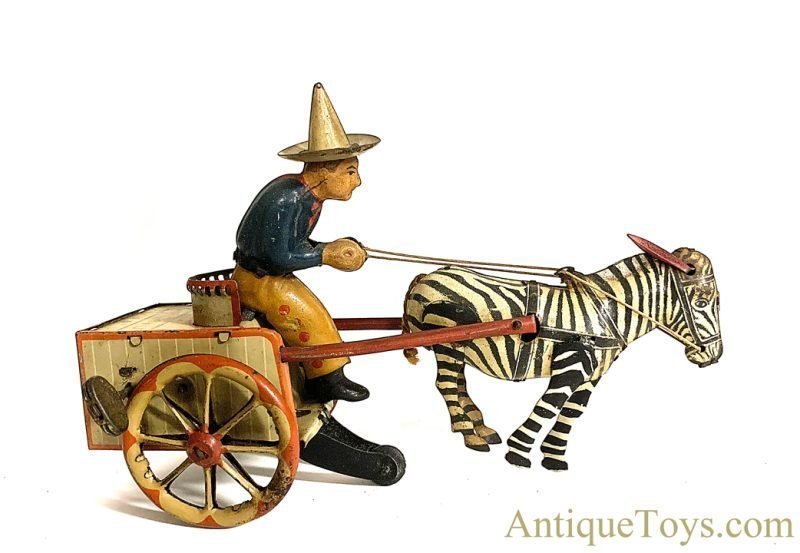Lehmann Tin Lithographed Windup No. 752 "Na-Nu" Zikra Zebra Cart <FONT COLOR="ff000 ">*SOLD*</font>