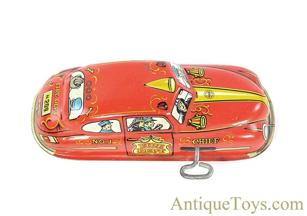 野村トーイ•新工社？ダブルネーム　電動　FIRE CHIEF CAR 動作品 Fire Chief Car, Vintage Tin Plate Friction Novelty Toy