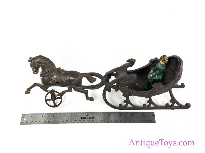Hubley ca. 1905 Cast Iron Horse-Drawn Sleigh with Lady <FONT COLOR="ff000 ">*SOLD*</font> - Image 13