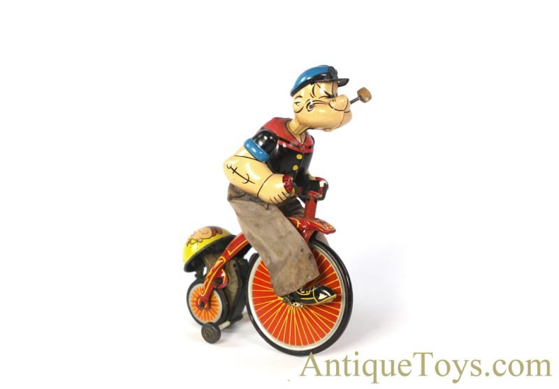 Linemar Marx Tin Lithographed Windup Popeye the Sailor "Mechanical Popeye Cyclist" <FONT COLOR="ff000 ">*SOLD*</font>