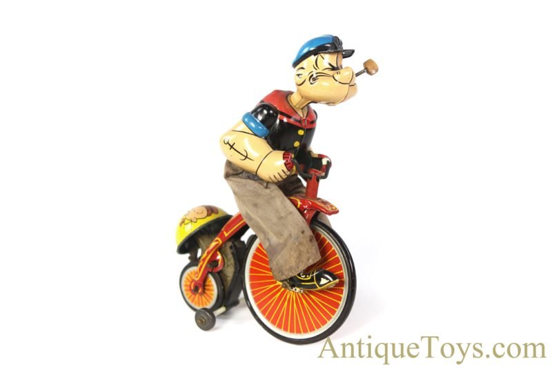 Linemar Marx Tin Lithographed Windup Popeye the Sailor "Mechanical Popeye Cyclist" <FONT COLOR="ff000 ">*SOLD*</font> - Image 2