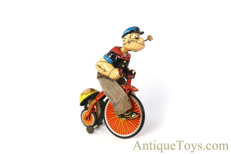Linemar Marx Tin Lithographed Windup Popeye the Sailor "Mechanical Popeye Cyclist" <FONT COLOR="ff000 ">*SOLD*</font> - Image 3