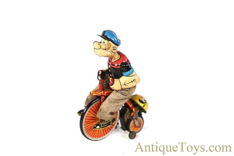 Linemar Marx Tin Lithographed Windup Popeye the Sailor "Mechanical Popeye Cyclist" <FONT COLOR="ff000 ">*SOLD*</font> - Image 4