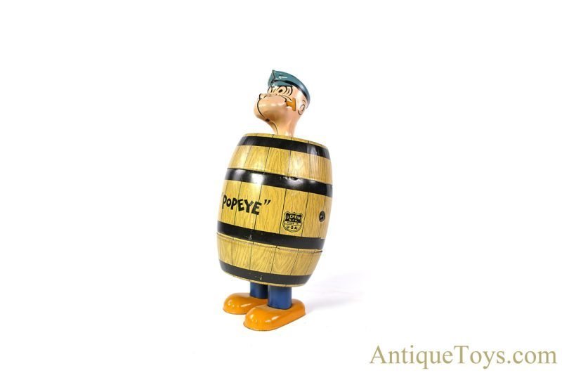 J. Chein ca. 1930's Tin Lithographed Windup Popeye "Mechanical Barrel Walking Toy" in Box <FONT COLOR="ff000 ">*SOLD*</font> - Image 2