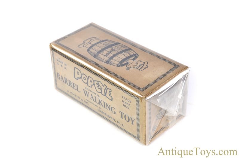 J. Chein ca. 1930's Tin Lithographed Windup Popeye "Mechanical Barrel Walking Toy" in Box <FONT COLOR="ff000 ">*SOLD*</font> - Image 12