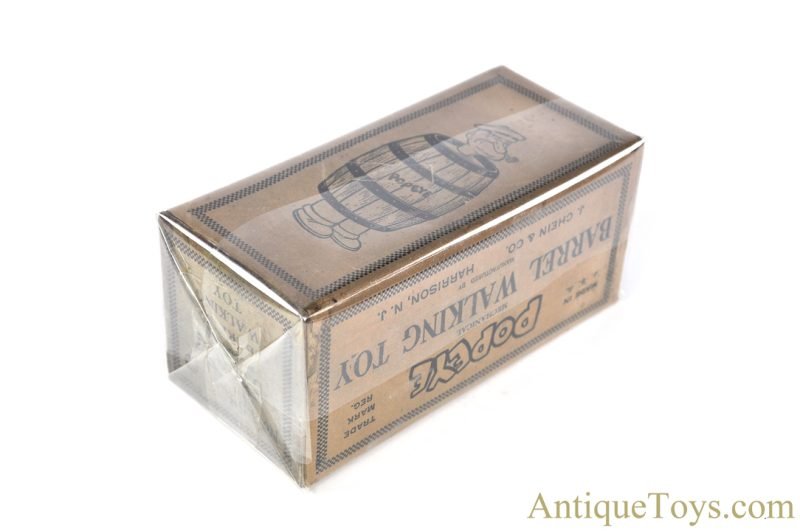 J. Chein ca. 1930's Tin Lithographed Windup Popeye "Mechanical Barrel Walking Toy" in Box <FONT COLOR="ff000 ">*SOLD*</font> - Image 11