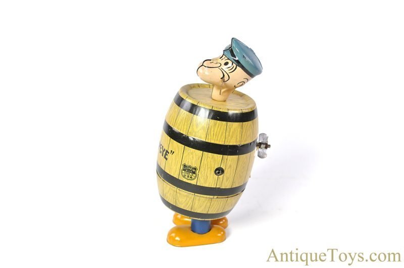 J. Chein ca. 1930's Tin Lithographed Windup Popeye "Mechanical Barrel Walking Toy" in Box <FONT COLOR="ff000 ">*SOLD*</font> - Image 4