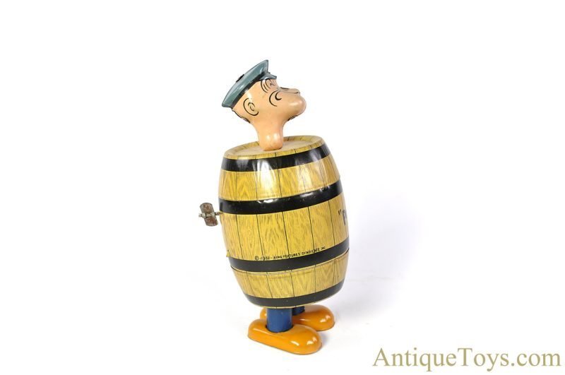 J. Chein ca. 1930's Tin Lithographed Windup Popeye "Mechanical Barrel Walking Toy" in Box <FONT COLOR="ff000 ">*SOLD*</font> - Image 5