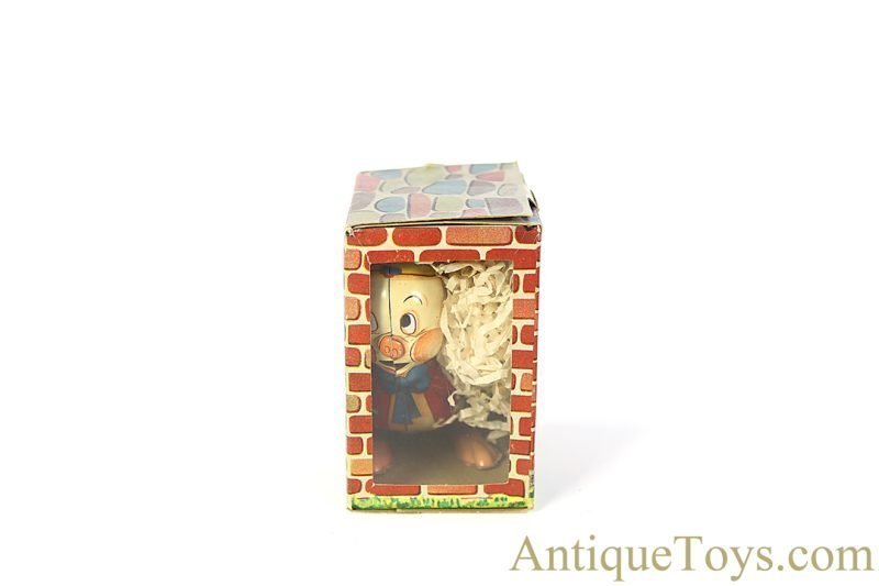 Marx Linemar Tin Lithographed Windup Disney's Three Little Pigs "I Built My House of Straw" Hopper in Box <FONT COLOR="ff000 ">*SOLD*</font> - Image 2