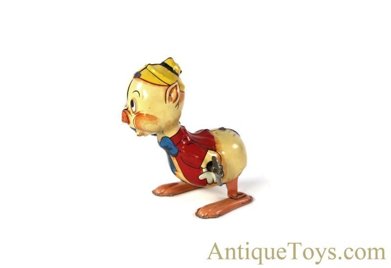 Marx Linemar Tin Lithographed Windup Disney's Three Little Pigs "I Built My House of Straw" Hopper in Box <FONT COLOR="ff000 ">*SOLD*</font> - Image 4