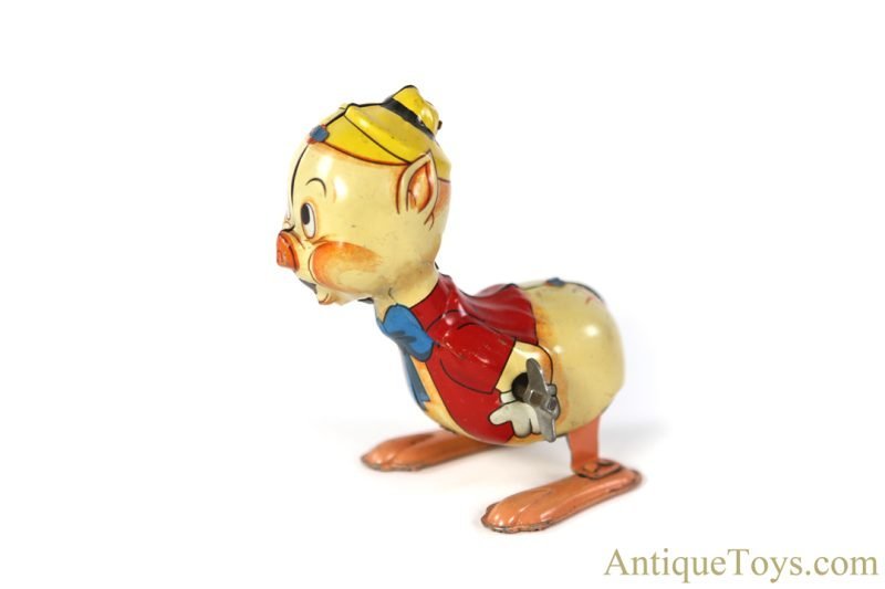 Marx Linemar Tin Lithographed Windup Disney's Three Little Pigs "I Built My House of Straw" Hopper in Box <FONT COLOR="ff000 ">*SOLD*</font> - Image 5