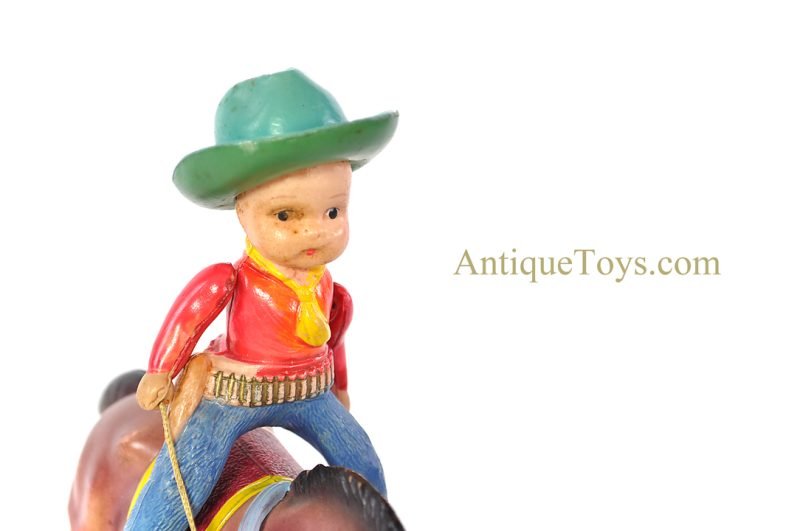 Masudaya Modern Toys (MT) Occupied Japan Celluloid Windup Cow Boy on Bucking Bronco <FONT COLOR="ff000 ">*SOLD*</font> - Image 5