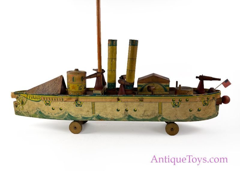 Bliss Wooden Pirate Ship Antique Toy <FONT COLOR="ff000 ">*SOLD*</font> - Image 6