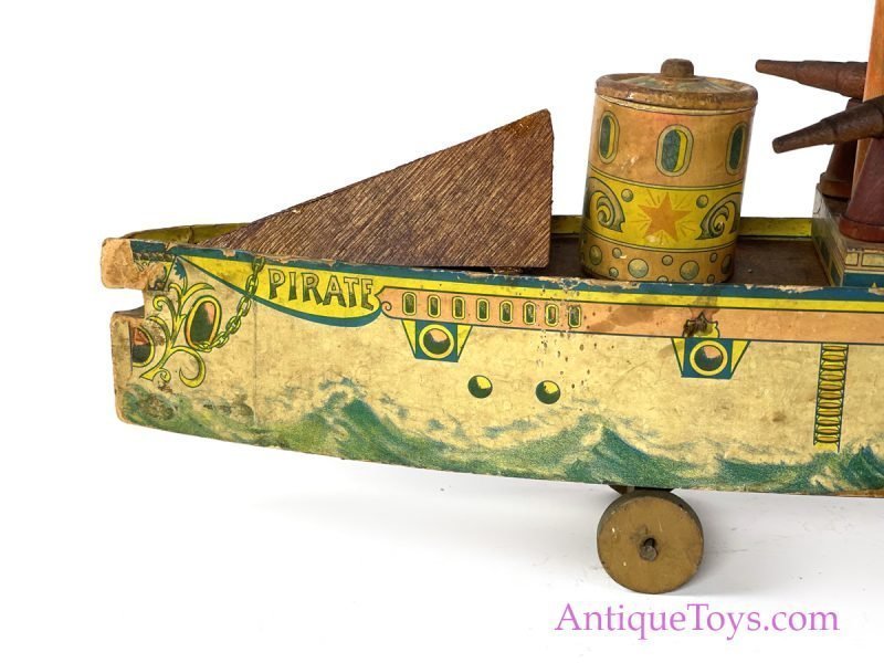 Bliss Wooden Pirate Ship Antique Toy <FONT COLOR="ff000 ">*SOLD*</font> - Image 9