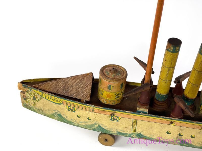 Bliss Wooden Pirate Ship Antique Toy <FONT COLOR="ff000 ">*SOLD*</font> - Image 10