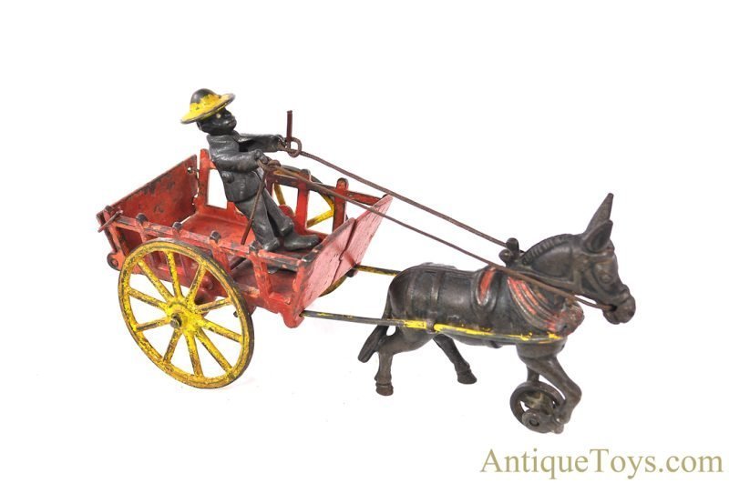Harris Toy Co. ca. 1895 Cast Iron Donkey Stake Wagon <FONT COLOR="ff000 ">*SOLD*</font> - Image 2