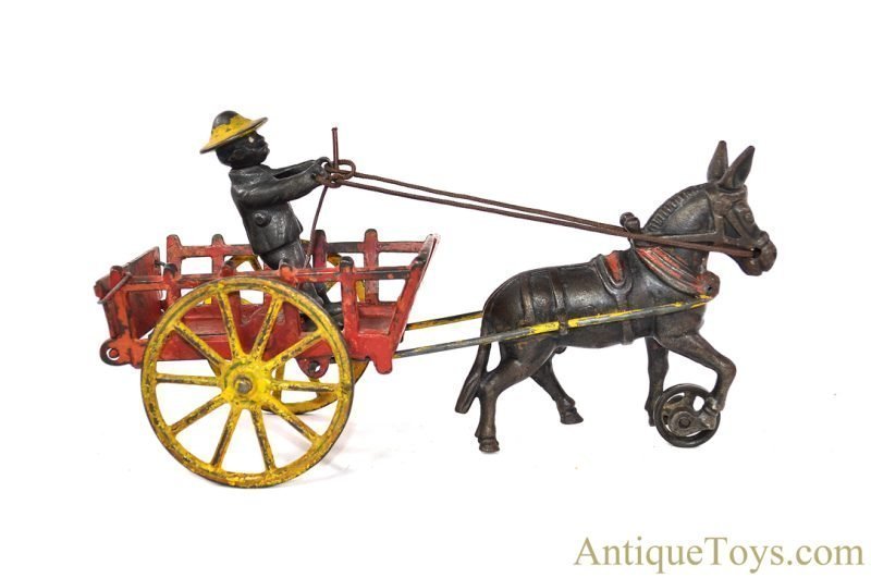 Harris Toy Co. ca. 1895 Cast Iron Donkey Stake Wagon <FONT COLOR="ff000 ">*SOLD*</font>