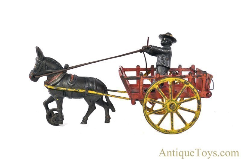 Harris Toy Co. ca. 1895 Cast Iron Donkey Stake Wagon <FONT COLOR="ff000 ">*SOLD*</font> - Image 3