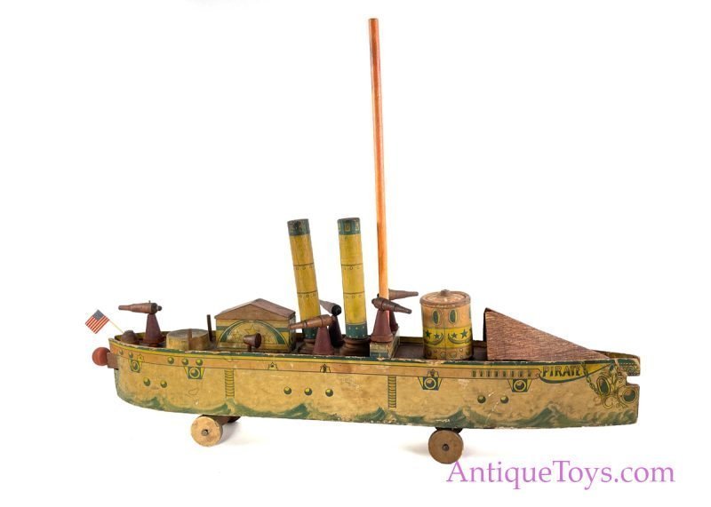 Bliss Wooden Pirate Ship Antique Toy <FONT COLOR="ff000 ">*SOLD*</font>