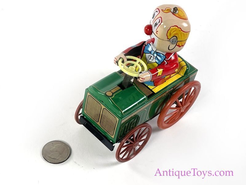 Yonezawa Tin Lithographed Windup Crazy Clown Vintage Tin Toy with Box for Sale - Image 10