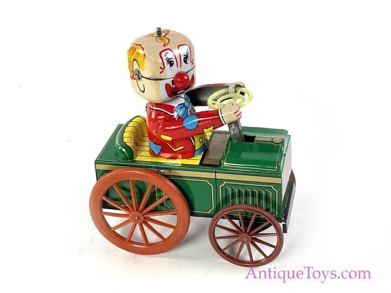 Yonezawa Tin Lithographed Windup Crazy Clown Vintage Tin Toy with Box for Sale - Image 6
