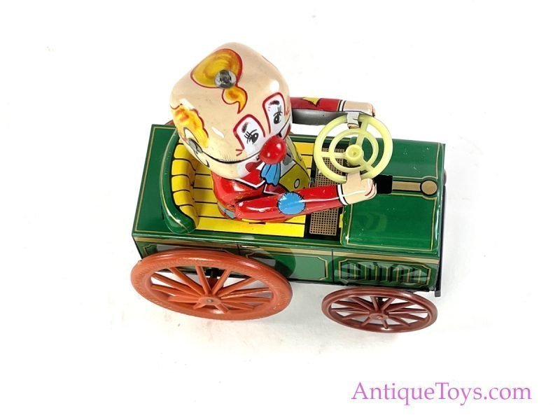 Yonezawa Tin Lithographed Windup Crazy Clown Vintage Tin Toy with Box for Sale - Image 5