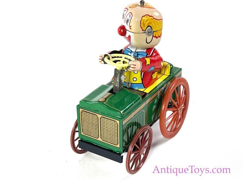 Yonezawa Tin Lithographed Windup Crazy Clown Vintage Tin Toy with Box for Sale - Image 2