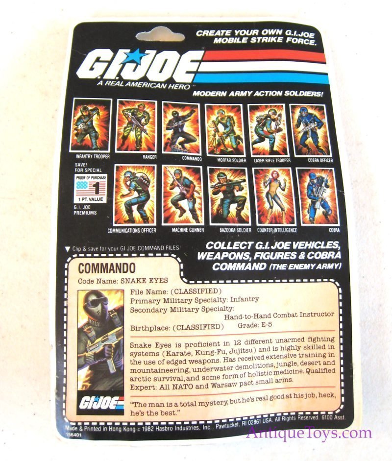 GI Joe Carded Snake Eyes First Edition for Sale <FONT COLOR="ff000 ">*SOLD*</font> - Image 2