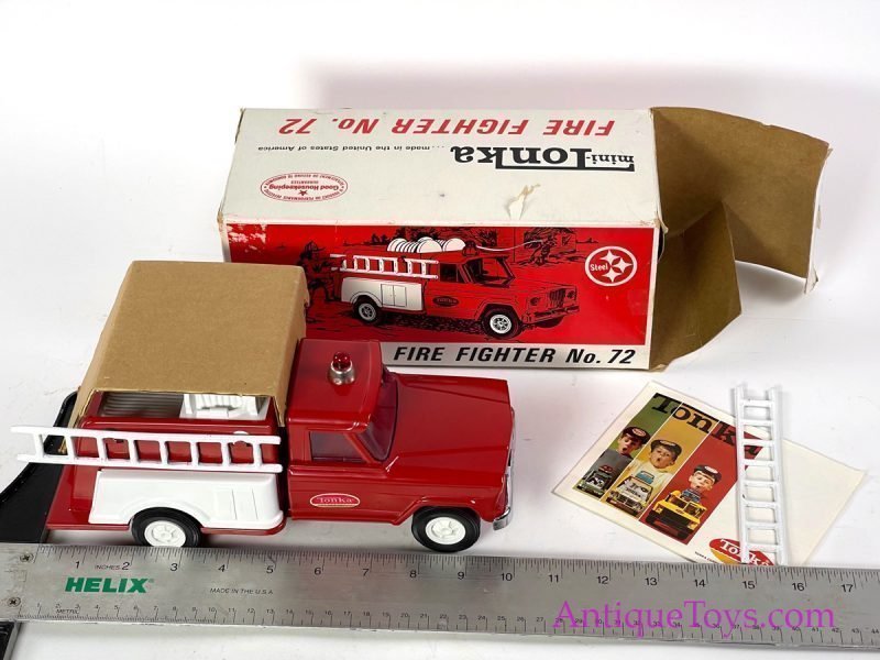 Tonka Pressed Steel No. 72 "Mini-Tonka Fire Fighter" Fire Pumper Ladder Engine Jeep Truck in Box <FONT COLOR="ff000 ">*SOLD*</font> - Image 8
