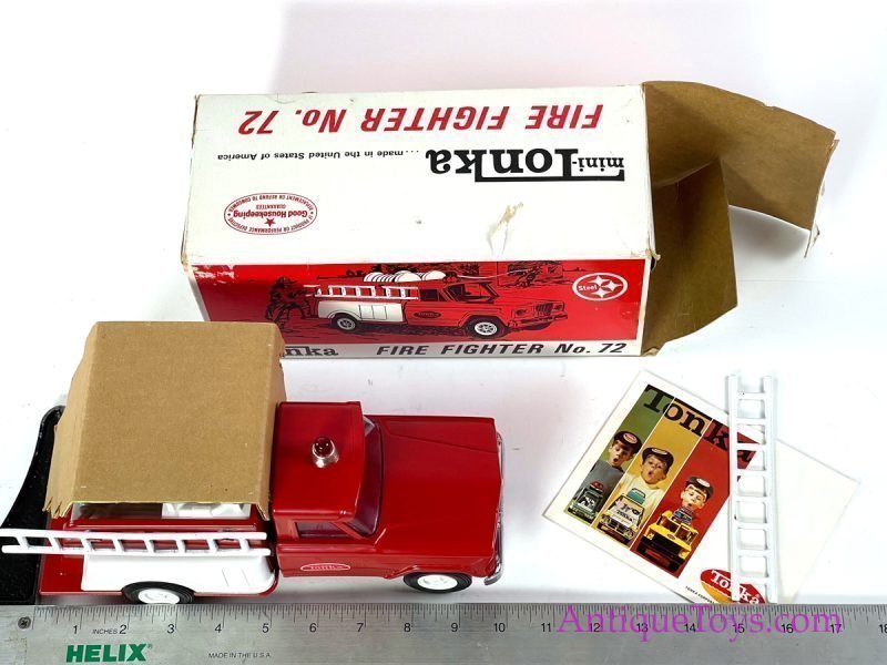 Tonka Pressed Steel No. 72 "Mini-Tonka Fire Fighter" Fire Pumper Ladder Engine Jeep Truck in Box <FONT COLOR="ff000 ">*SOLD*</font> - Image 7
