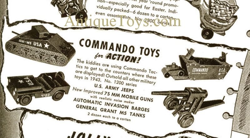 Wood Commodities Corp. ca. 1940s No. 1200 Series Wooden Commando U.S. Army Jeep & 75mm Mobile Gun <FONT COLOR="ff000 ">*SOLD*</font> - Image 12