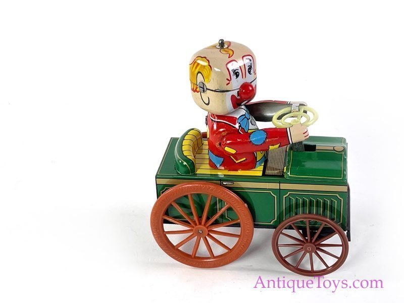 Yonezawa Tin Lithographed Windup Crazy Clown Vintage Tin Toy with Box for Sale - Image 9