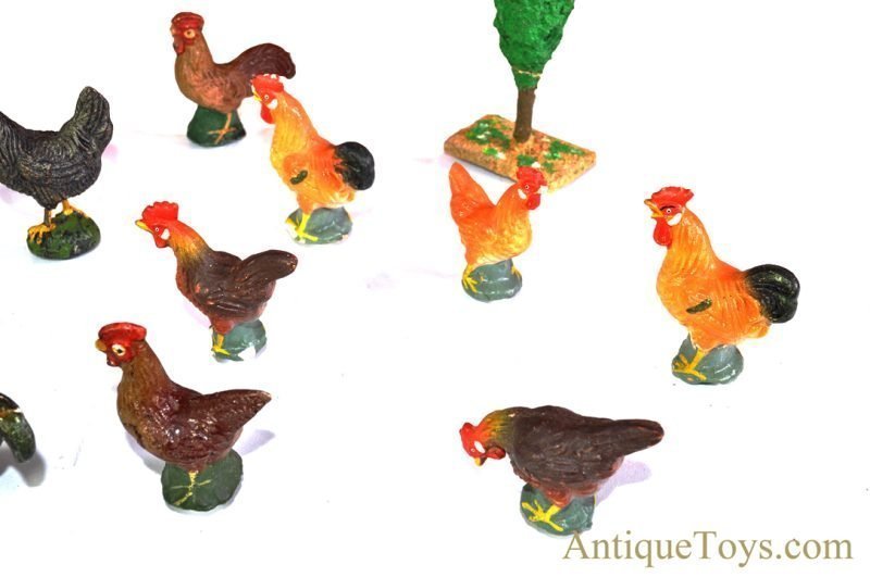 Gottschalk Wooden Farm House & Lineol Elastolin Composite Barnyard Figures Set German Composite Farm Toy Set <FONT COLOR="ff000 ">*SOLD*</font> - Image 3