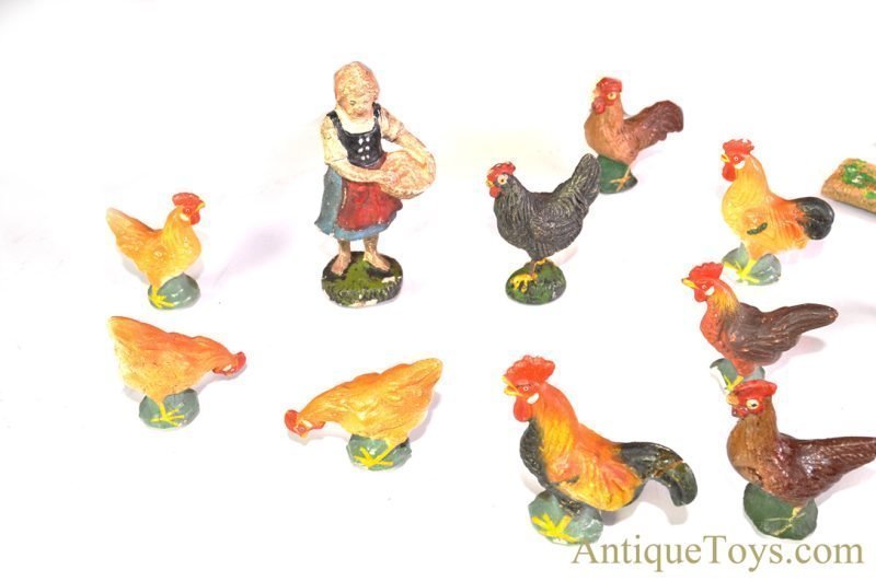 Gottschalk Wooden Farm House & Lineol Elastolin Composite Barnyard Figures Set German Composite Farm Toy Set <FONT COLOR="ff000 ">*SOLD*</font> - Image 2