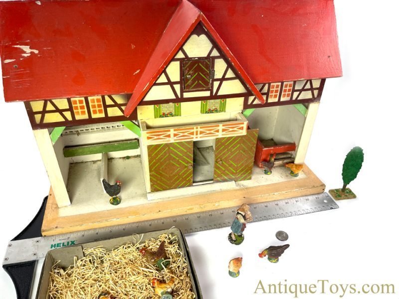 Gottschalk Wooden Farm House & Lineol Elastolin Composite Barnyard Figures Set German Composite Farm Toy Set <FONT COLOR="ff000 ">*SOLD*</font> - Image 19
