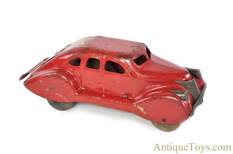Marx ca. 1930s Pressed Steel Press Down "Mystery Car" Lincoln Zephyr <FONT COLOR="ff000 ">*SOLD*</font>