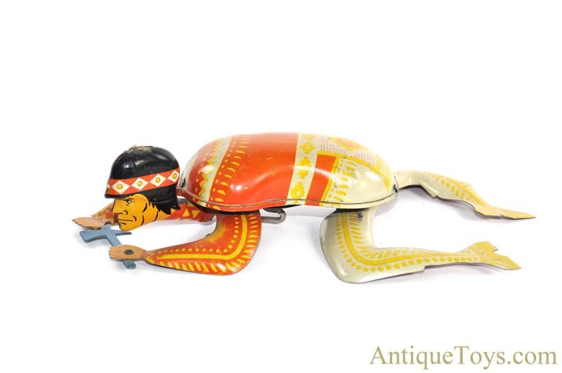 Ohio Art Company Tin Lithographed Windup No. 97 "Injun Chief" Crawling Native American Toy <FONT COLOR="ff000 ">*SOLD*</font>