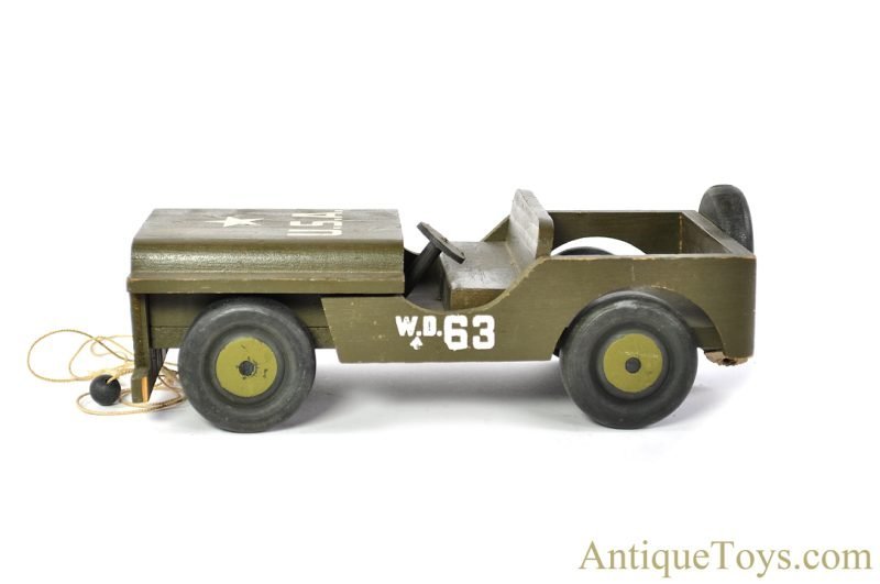 Wood Commodities Corp. ca. 1940s No. 1200 Series Wooden Commando U.S. Army Jeep & 75mm Mobile Gun <FONT COLOR="ff000 ">*SOLD*</font> - Image 2
