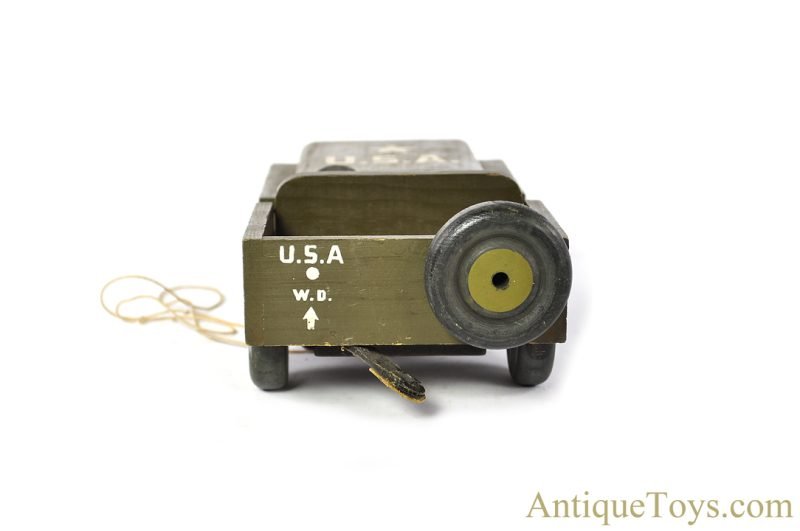 Wood Commodities Corp. ca. 1940s No. 1200 Series Wooden Commando U.S. Army Jeep & 75mm Mobile Gun <FONT COLOR="ff000 ">*SOLD*</font> - Image 4