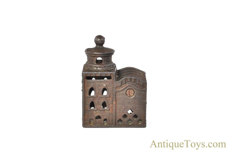 A.C. Williams ca. 1920s Cast Iron 3 Story Mosque Still Penny Coin Bank for Sale - Image 3