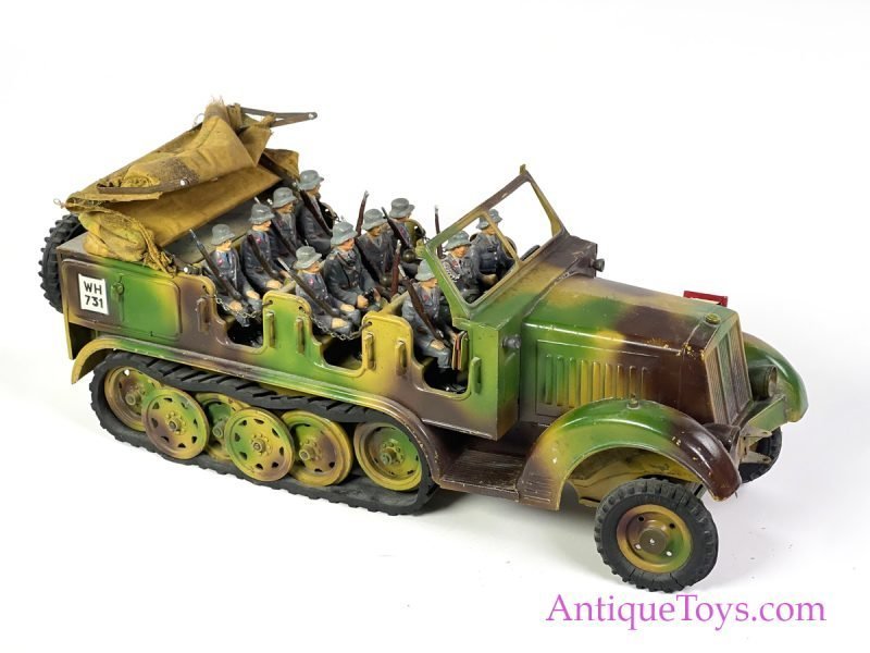 Hausser-Elastolin Tin Hand Painted Battery Operated Large Half Track <FONT COLOR="ff000 ">*SOLD*</font>