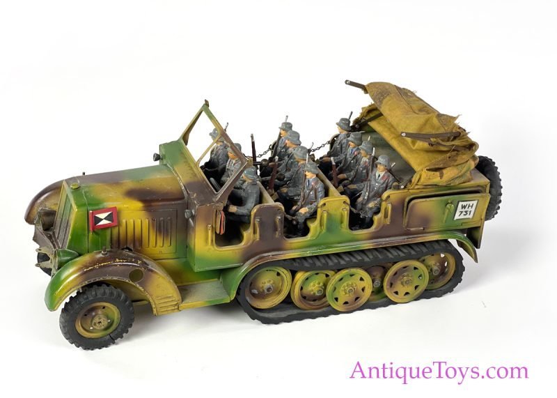 Hausser-Elastolin Tin Hand Painted Battery Operated Large Half Track <FONT COLOR="ff000 ">*SOLD*</font> - Image 7