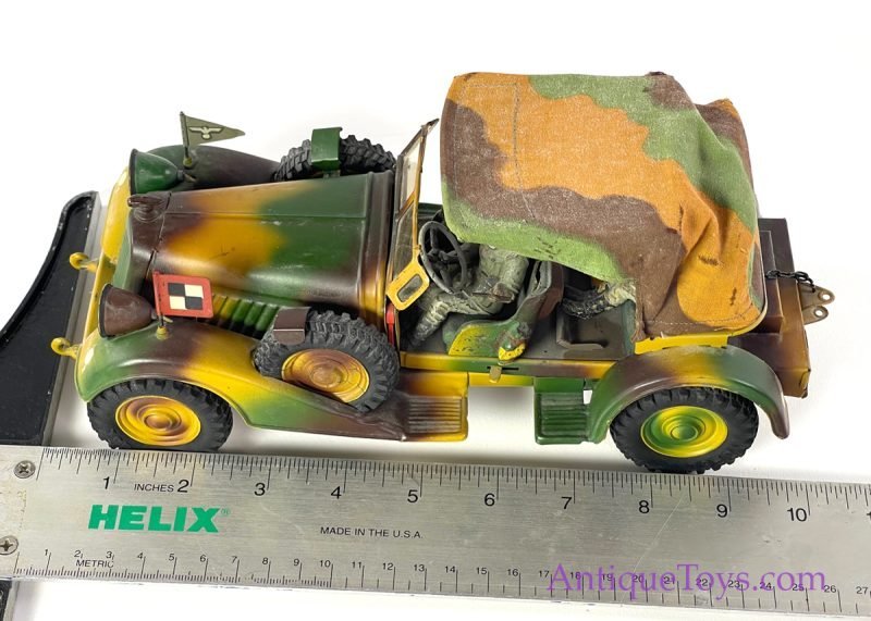 Hausser-Elastolin Tin Hand Painted Windup WWII German Staff Car <FONT COLOR="ff000 ">*SOLD*</font> - Image 11