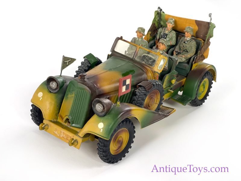 Hausser-Elastolin Tin Hand Painted Windup WWII German Staff Car <FONT COLOR="ff000 ">*SOLD*</font> - Image 9
