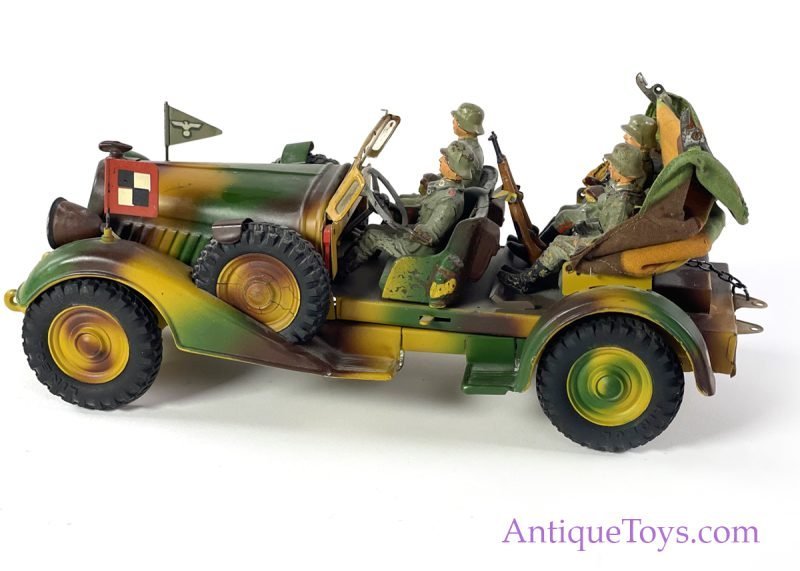 Hausser-Elastolin Tin Hand Painted Windup WWII German Staff Car <FONT COLOR="ff000 ">*SOLD*</font> - Image 7