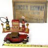 Marx Tin Lithographed "Lincoln Highway Electric Lighted" Car and Gas Station in Box <FONT COLOR="ff000 ">*SOLD*</font>