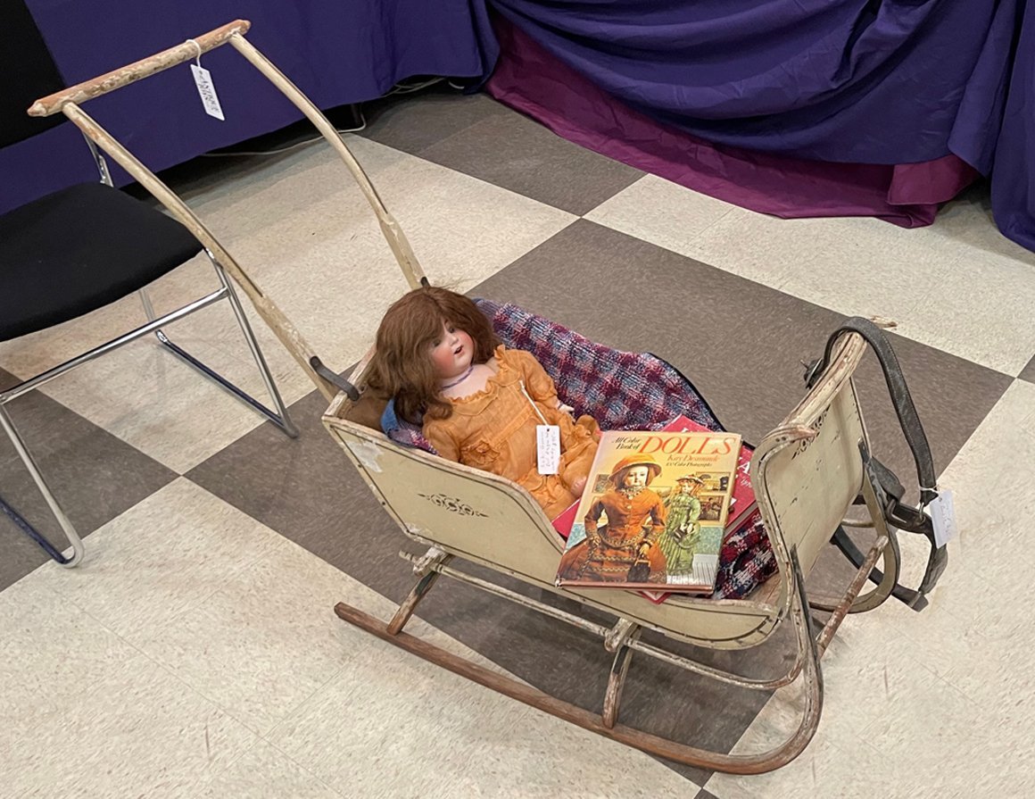 Antique Kids Toy ca. 1895 Wooden No. 83 "Girls' Cutter" Doll Sleigh for