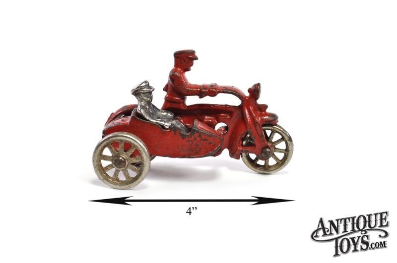 Hubley Toys Cast Iron #376 Midget "COP" Motorcycle w/Sidecar 4" <FONT COLOR="ff000 ">*SOLD*</font> - Image 7