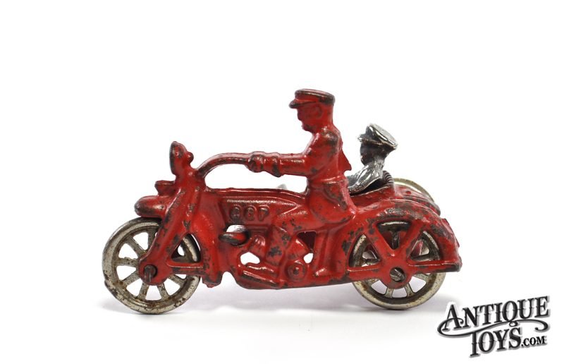 Hubley Toys Cast Iron #376 Midget "COP" Motorcycle w/Sidecar 4" <FONT COLOR="ff000 ">*SOLD*</font> - Image 4