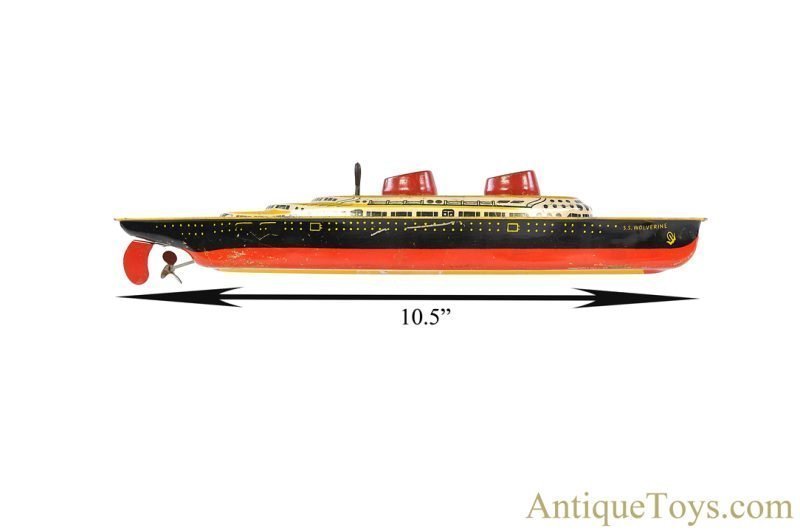 Wolverine Tin Lithographed Windup No. 93 "Luxury Liner" S.S. Wolverine <FONT COLOR="ff000 ">*SOLD*</font> - Image 7